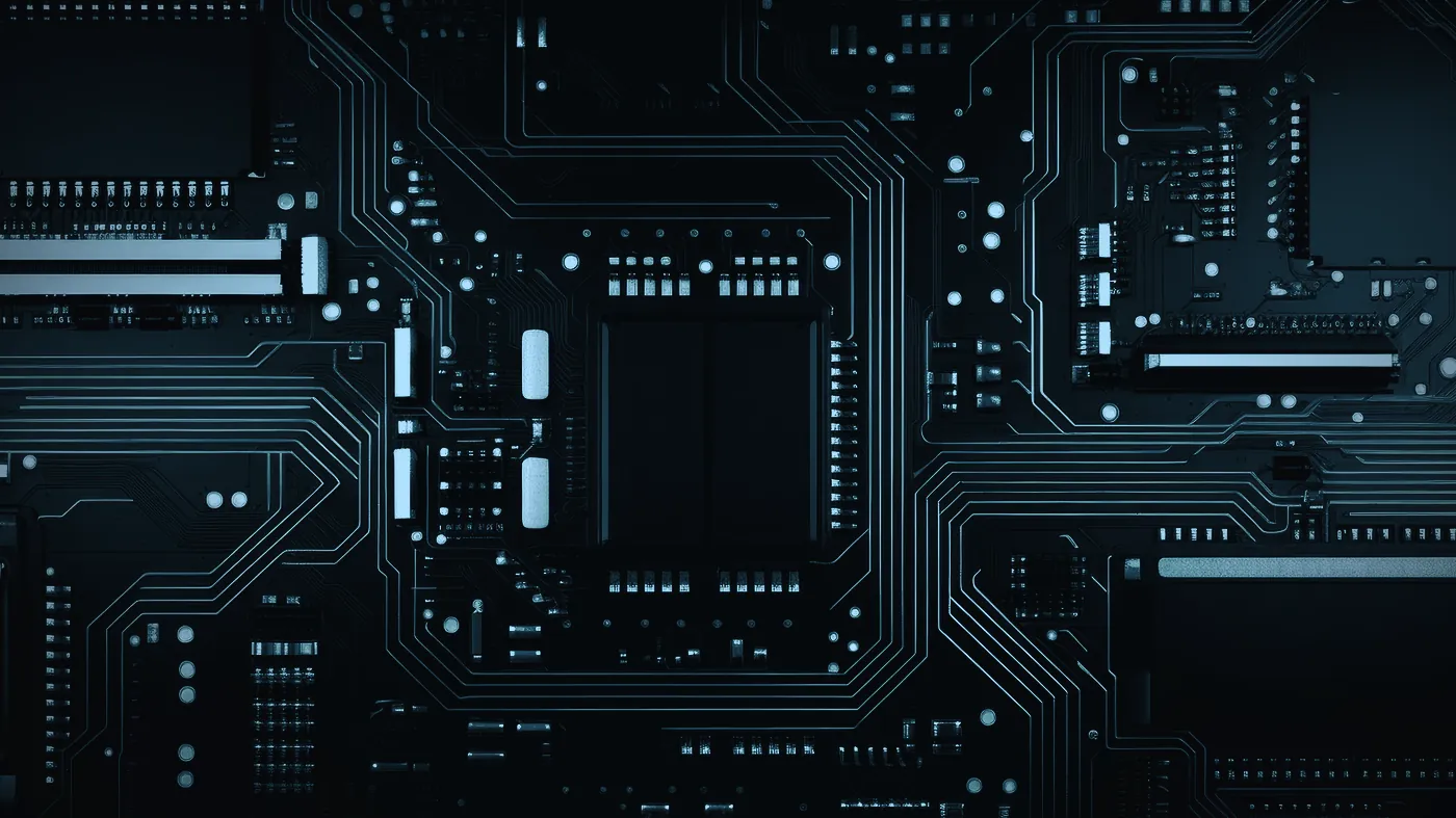 A circuit board in close-up